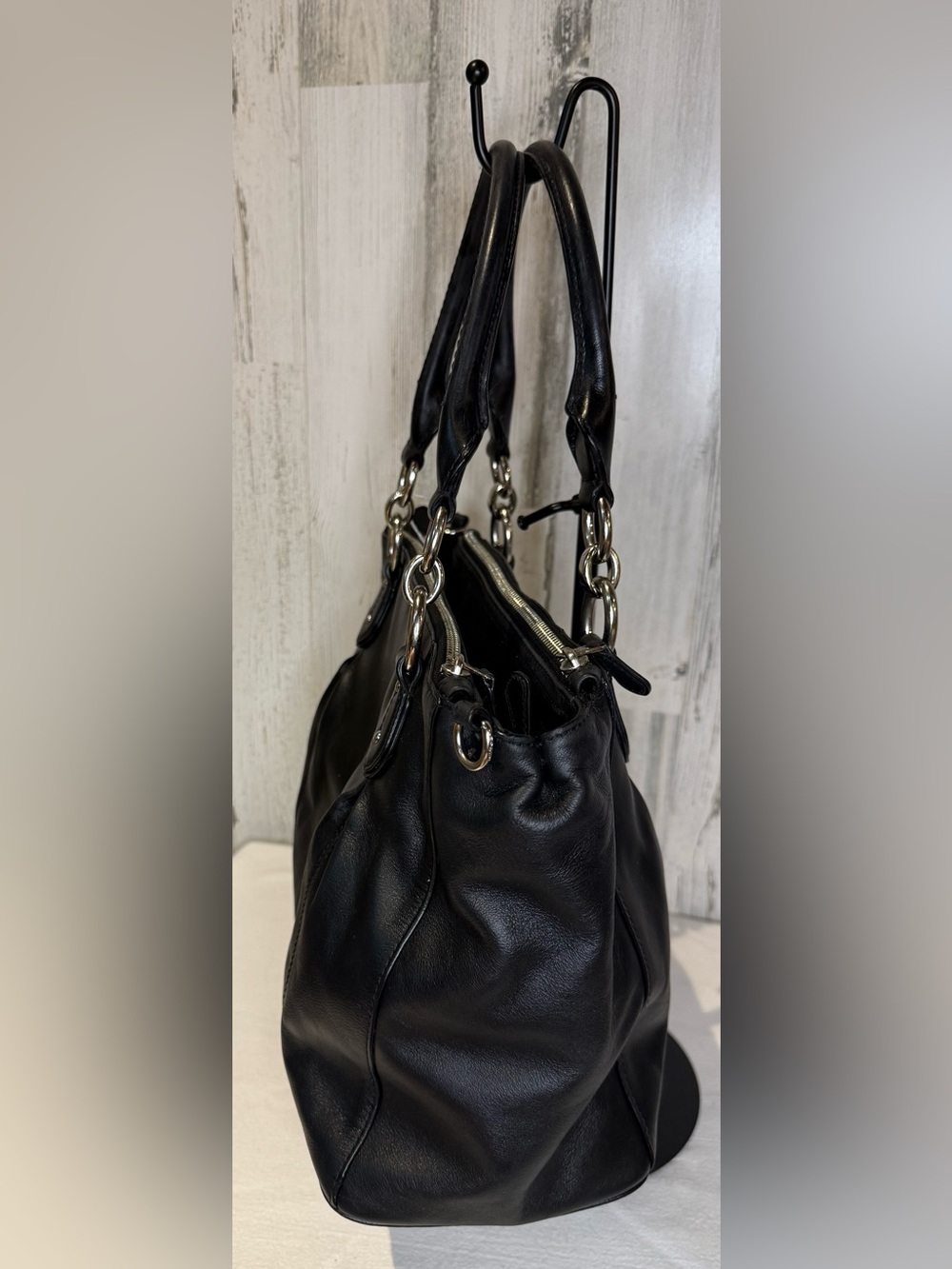 COACH Collette Black Leather Satchel Silver Hardware 2014 33447 - Picture 3 of 11